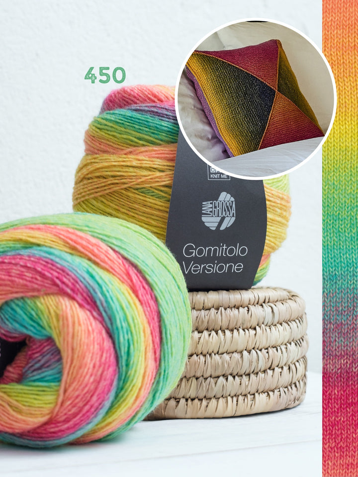 Strickpaket Gomitolo Versione Kissenhülle aus Dreiecken