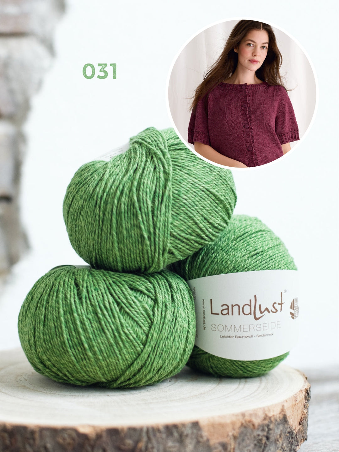 Strickpaket Landlust Sommerseide Cardigan mit kurzen Ärmeln