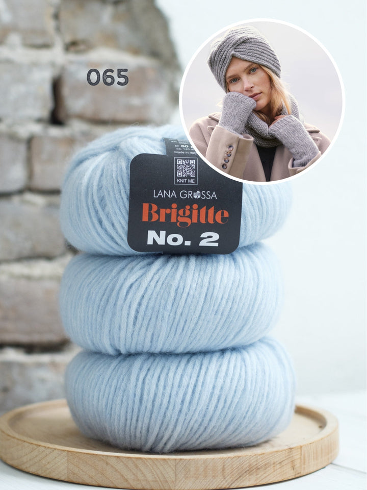 Strickpaket Brigitte No. 2 Set - Stirnband, Loopschal und Stulpen