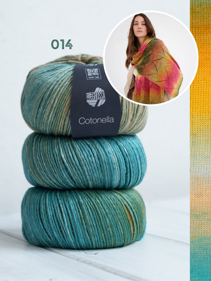 Strickpaket Cotonella Tuch im Wellenmuster