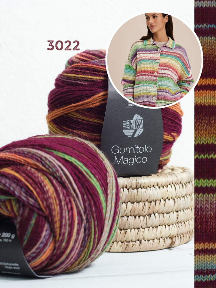 Strickpaket Gomitolo Magico Jacke im Strukturstich