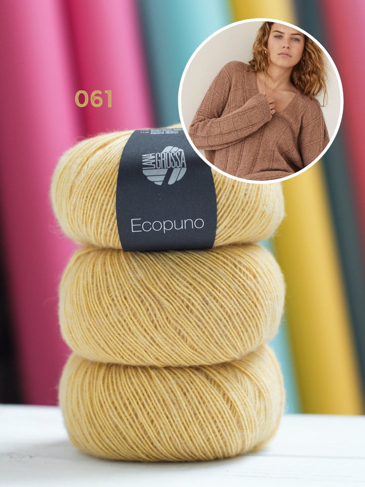 Strickpaket Ecopuno Pullover im Rautenmuster