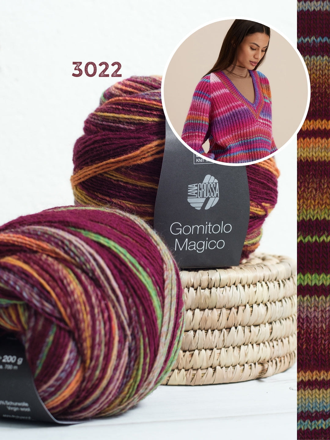 Strickpaket Gomitolo Magico Raglan-V-Pullover