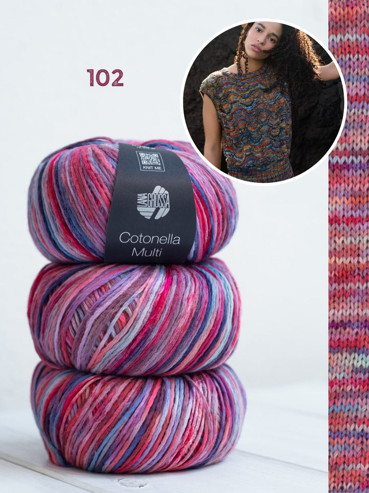 Strickpaket Cotonella Multi Pullunder im Ajourmuster