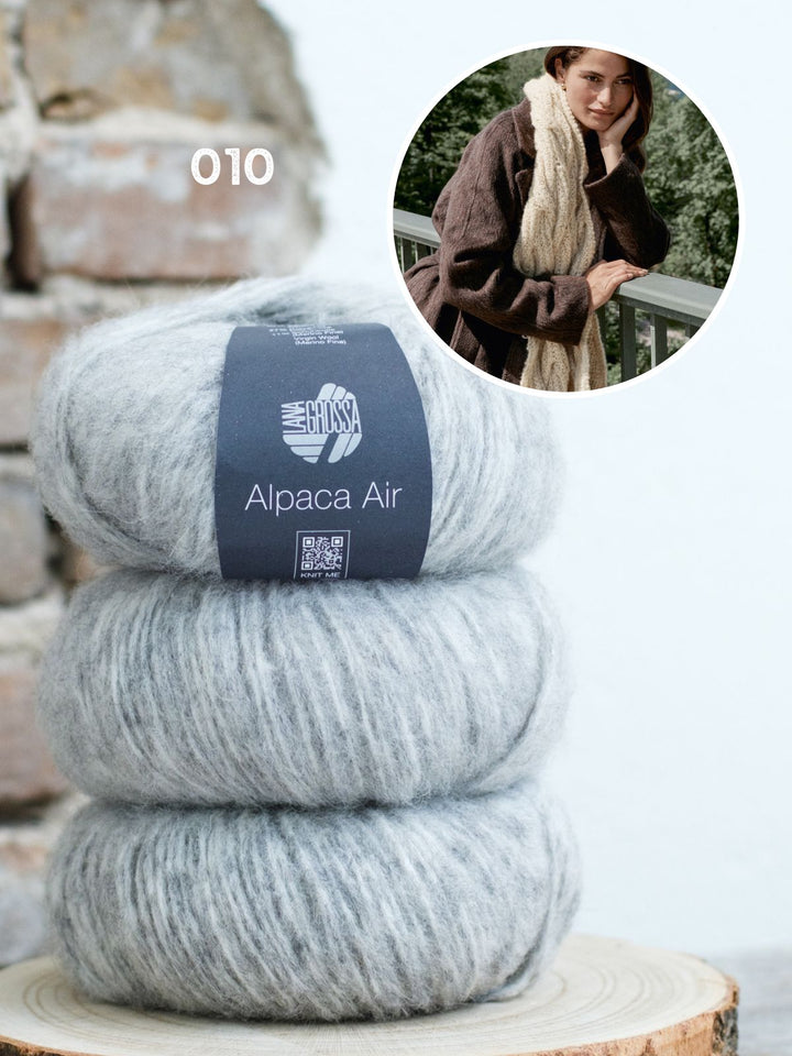 Strickpaket Alpaca Air Schal in Zupfmuster