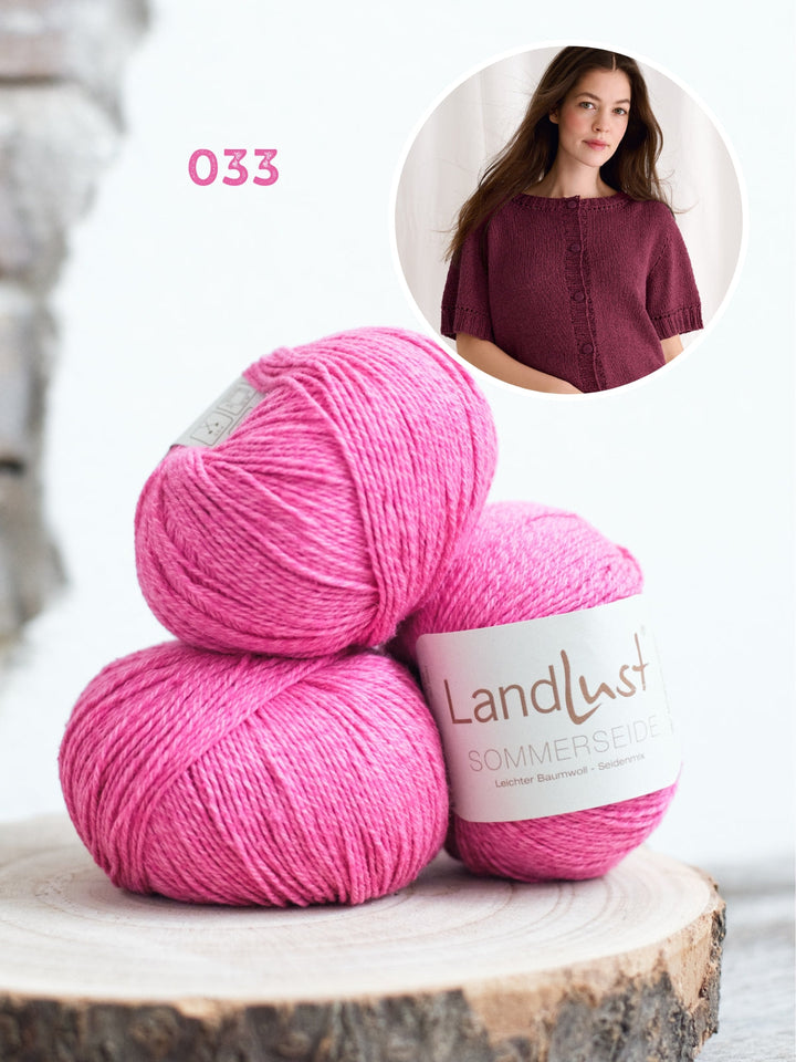 Strickpaket Landlust Sommerseide Cardigan mit kurzen Ärmeln