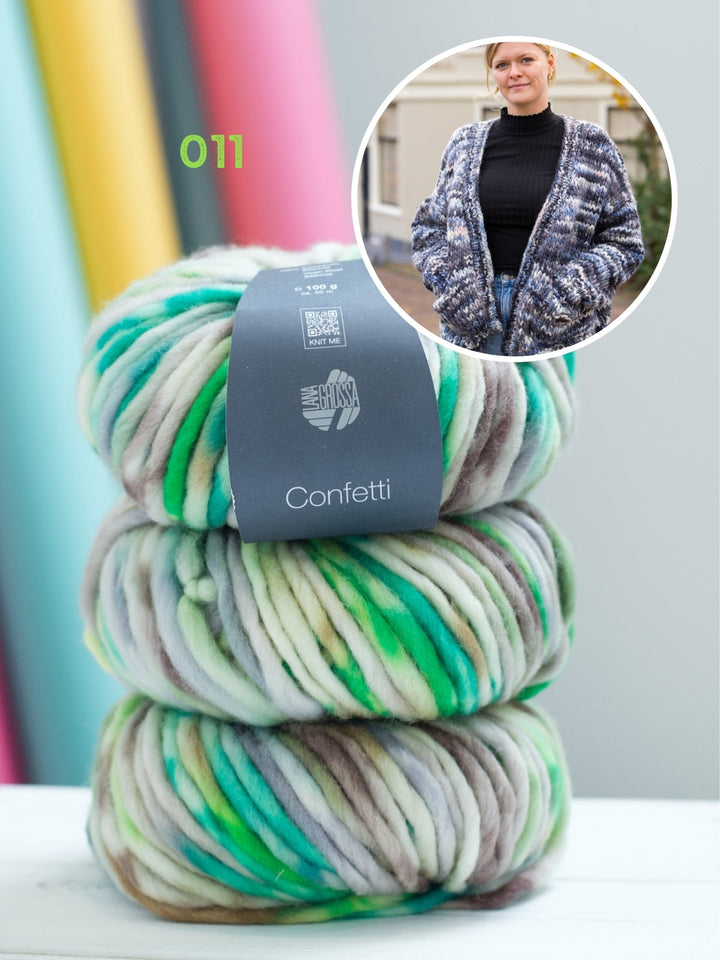 Strickpaket Confetti Cardigan - Jetzt auf dem Cover der neuen Brigitte