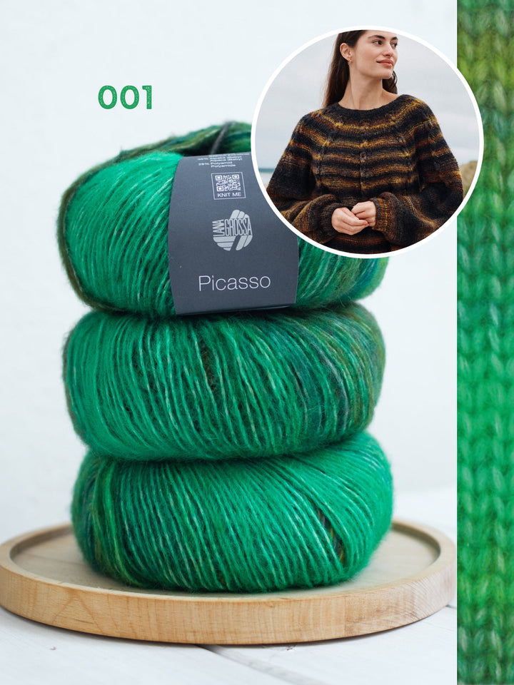 Strickpaket Picasso Pullover mit Zopfstreifen