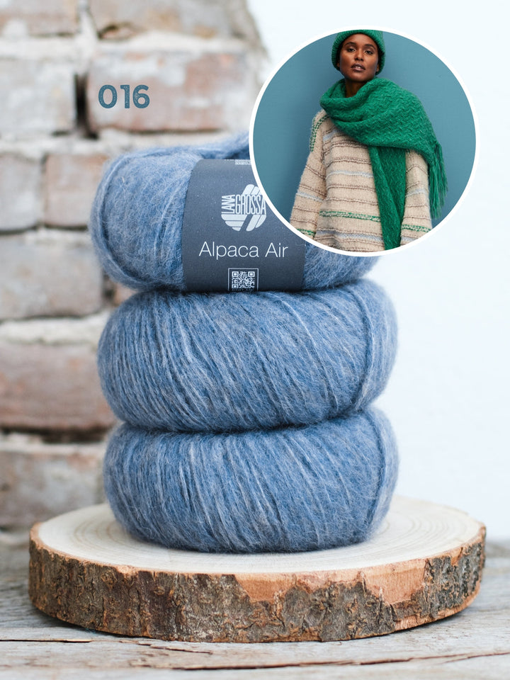 Strickpaket Alpaca Air Schal im Flechtmuster