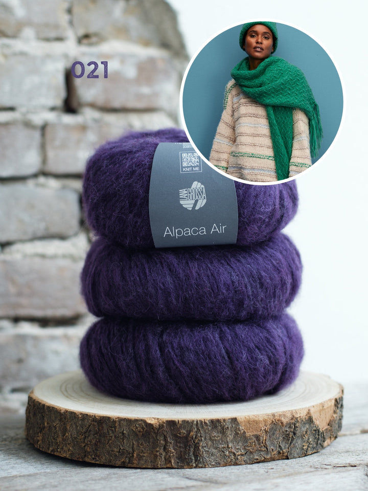 Strickpaket Alpaca Air Schal im Flechtmuster