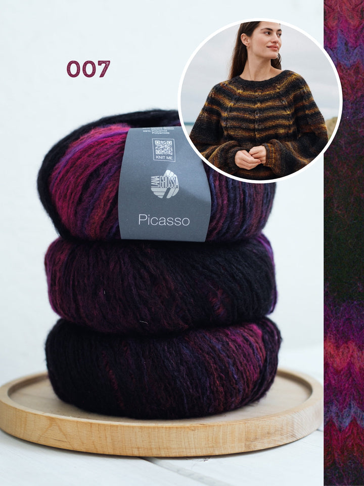 Strickpaket Picasso Pullover mit Zopfstreifen