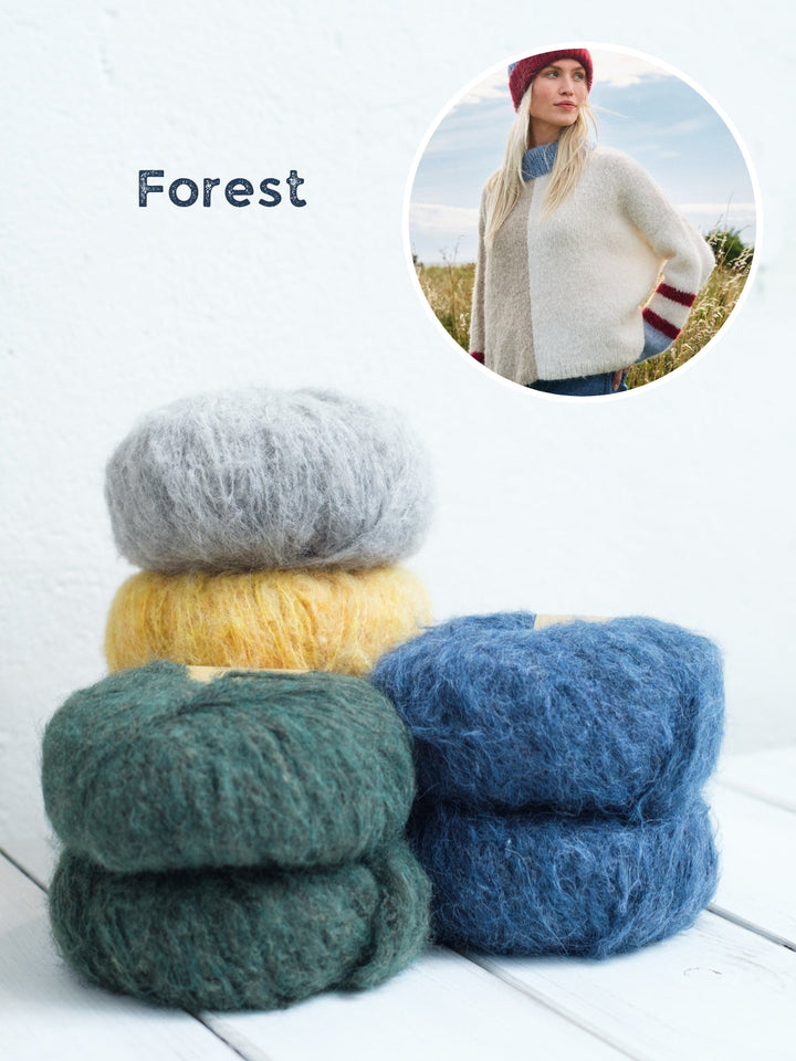 Strickpaket Natural Alpaca Lungo Colorblock-Pullover