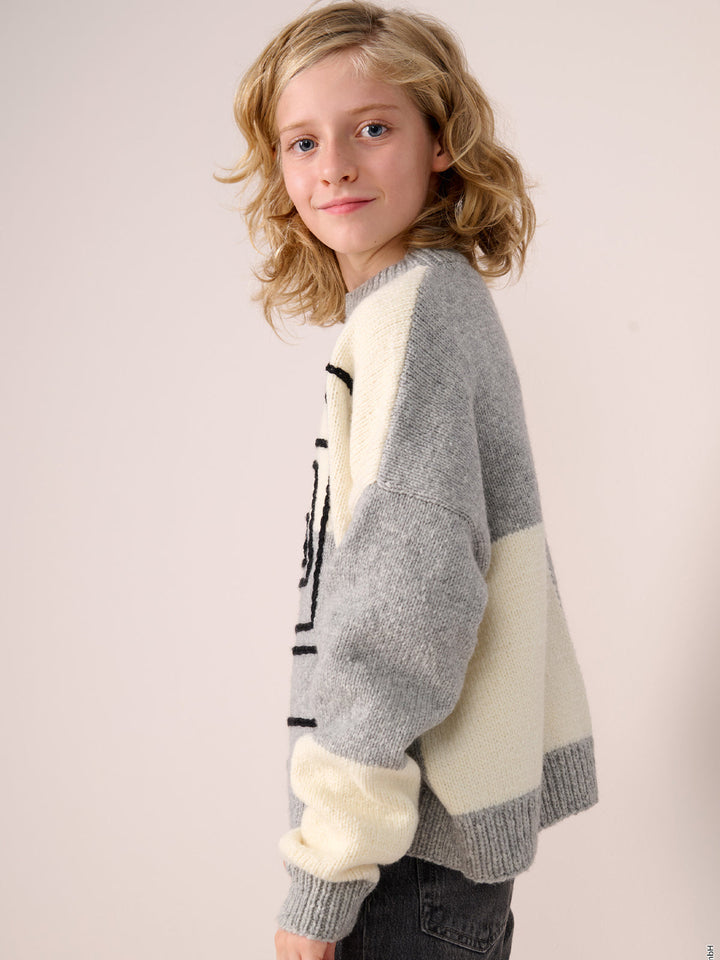 Strickpaket Cool Merino Karo-Pullover - kids