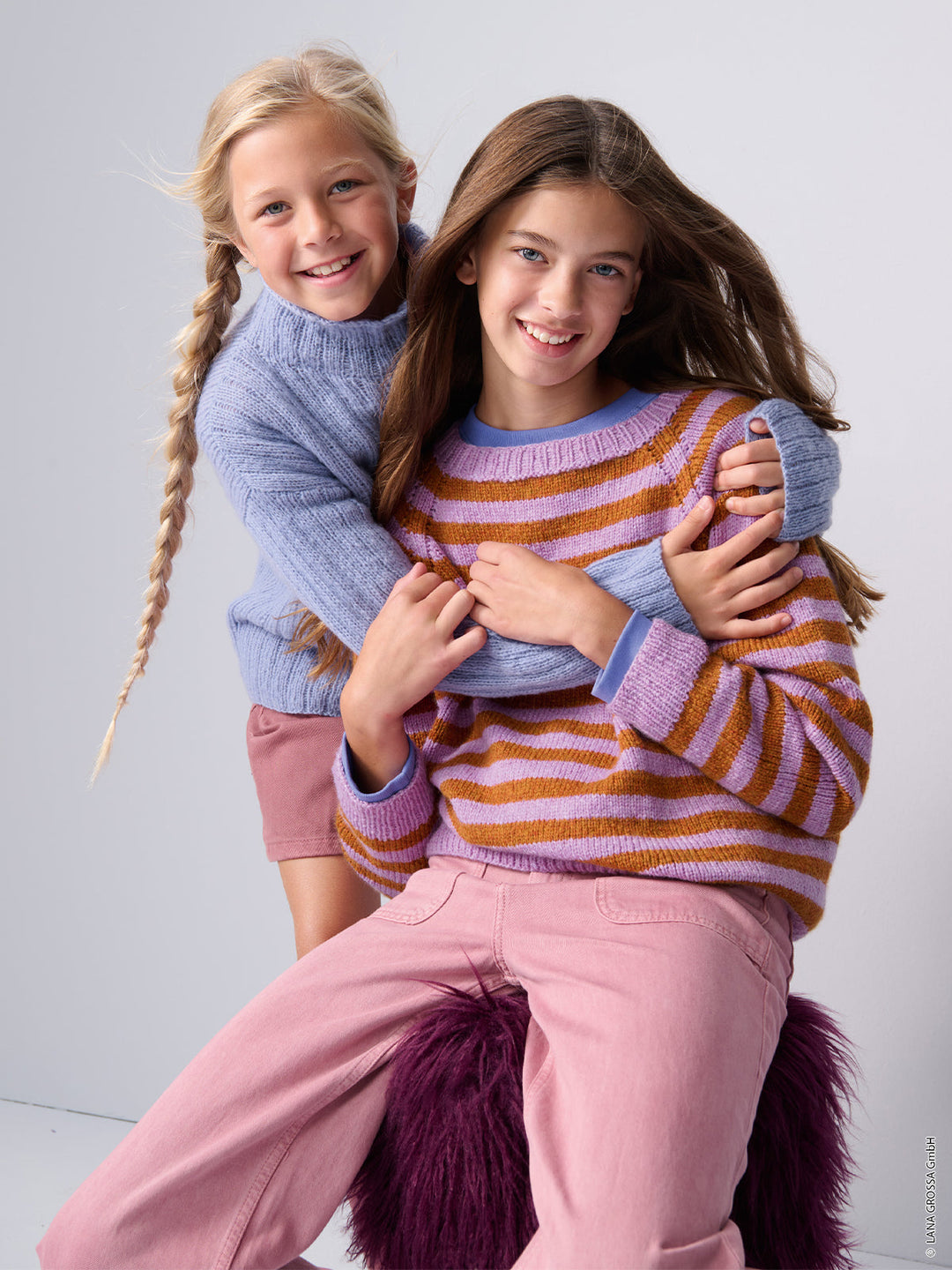 Strickpaket Cool Merino Topdown Raglan mit Streifen - kids