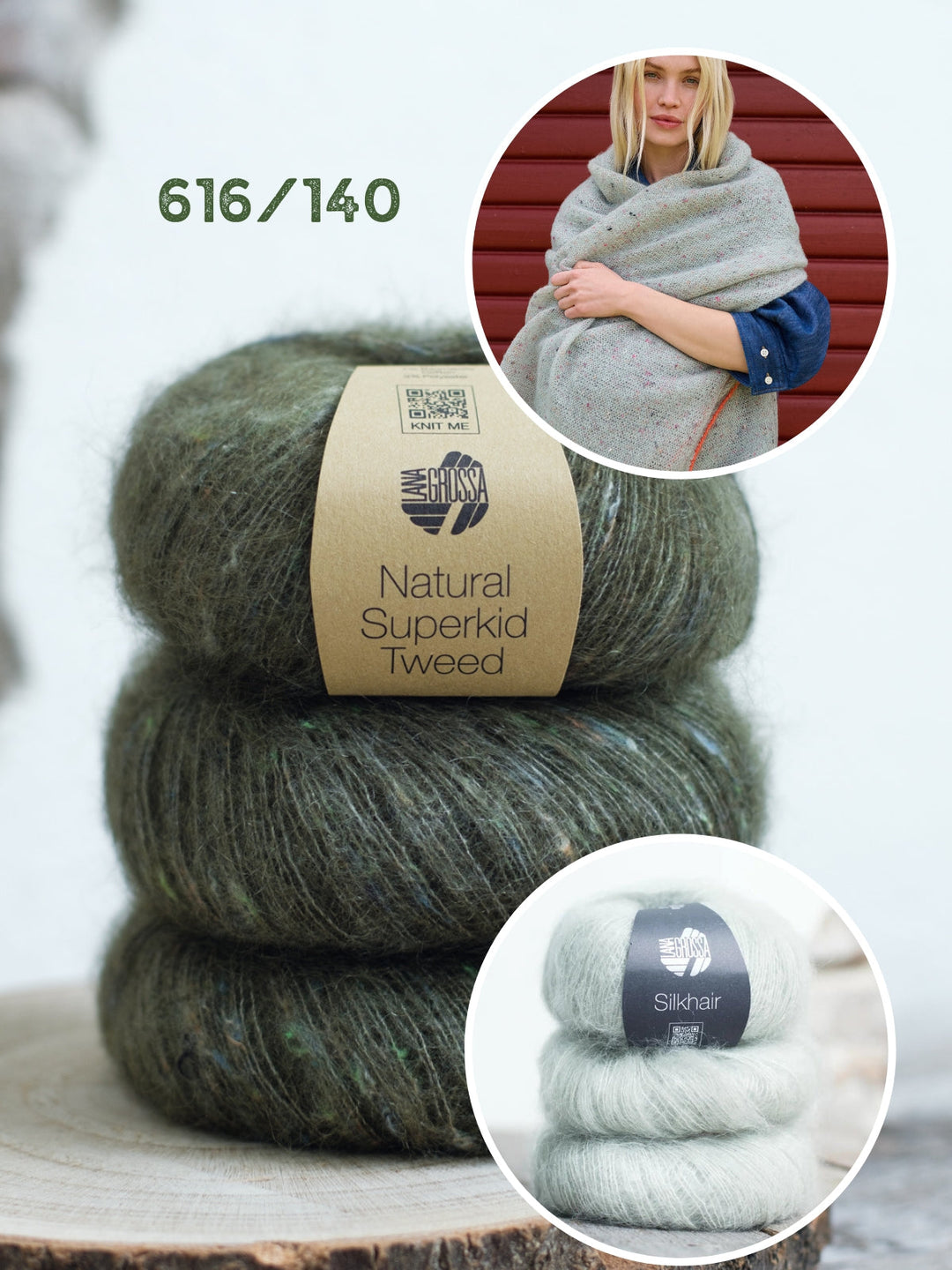 Strickpaket Natural Superkid Tweed Silkhair Tuch