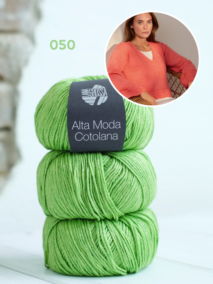 Strickpaket Alta Moda Cotolana Pullover mit Wellenmuster