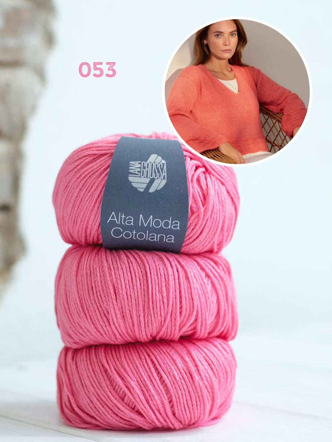 Strickpaket Alta Moda Cotolana Pullover mit Wellenmuster