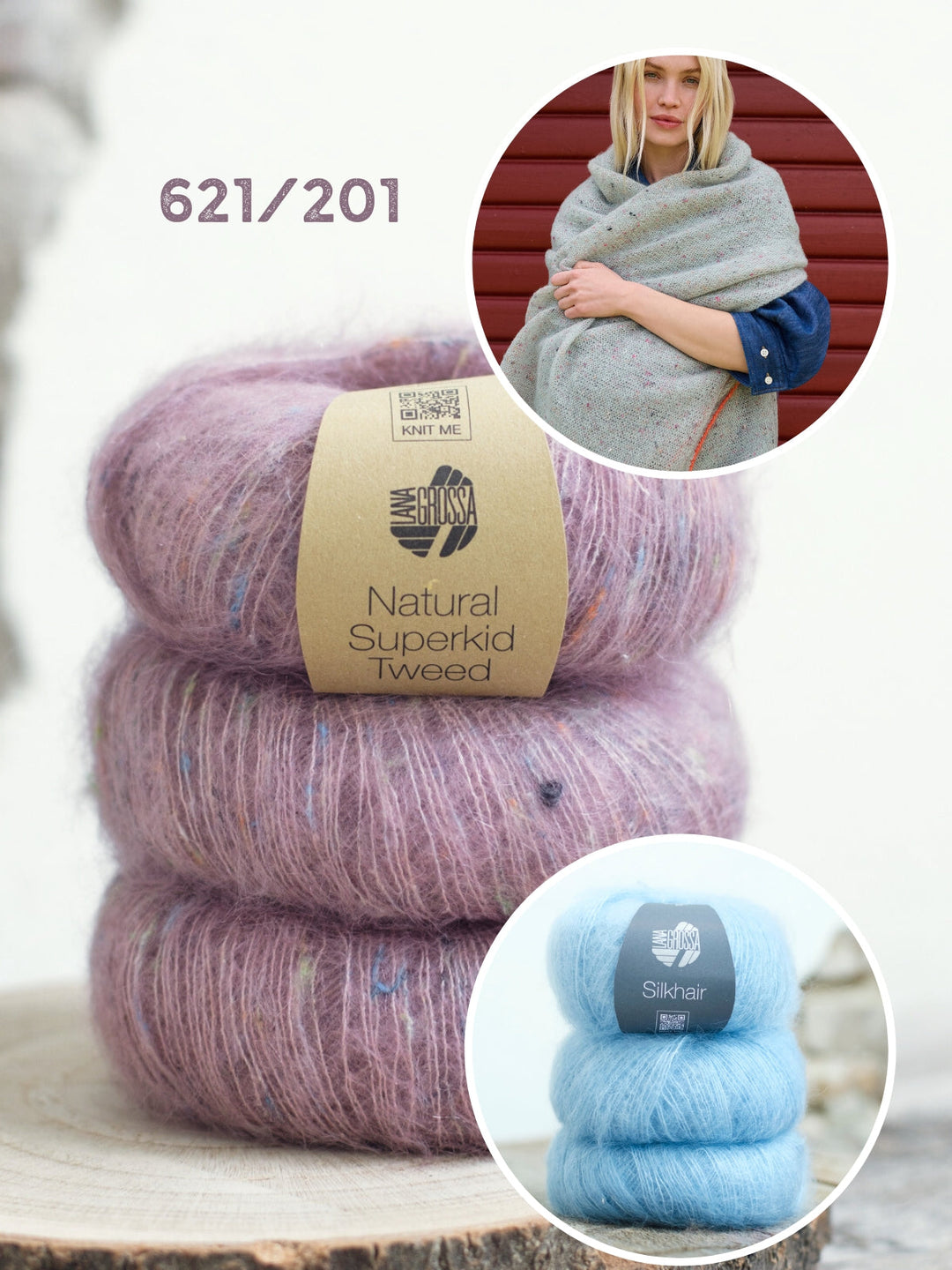 Strickpaket Natural Superkid Tweed Silkhair Tuch