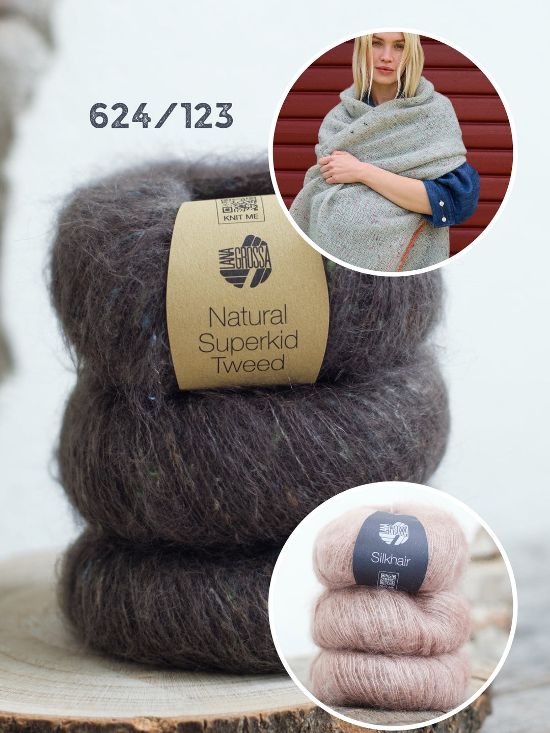 Strickpaket Natural Superkid Tweed Silkhair Tuch