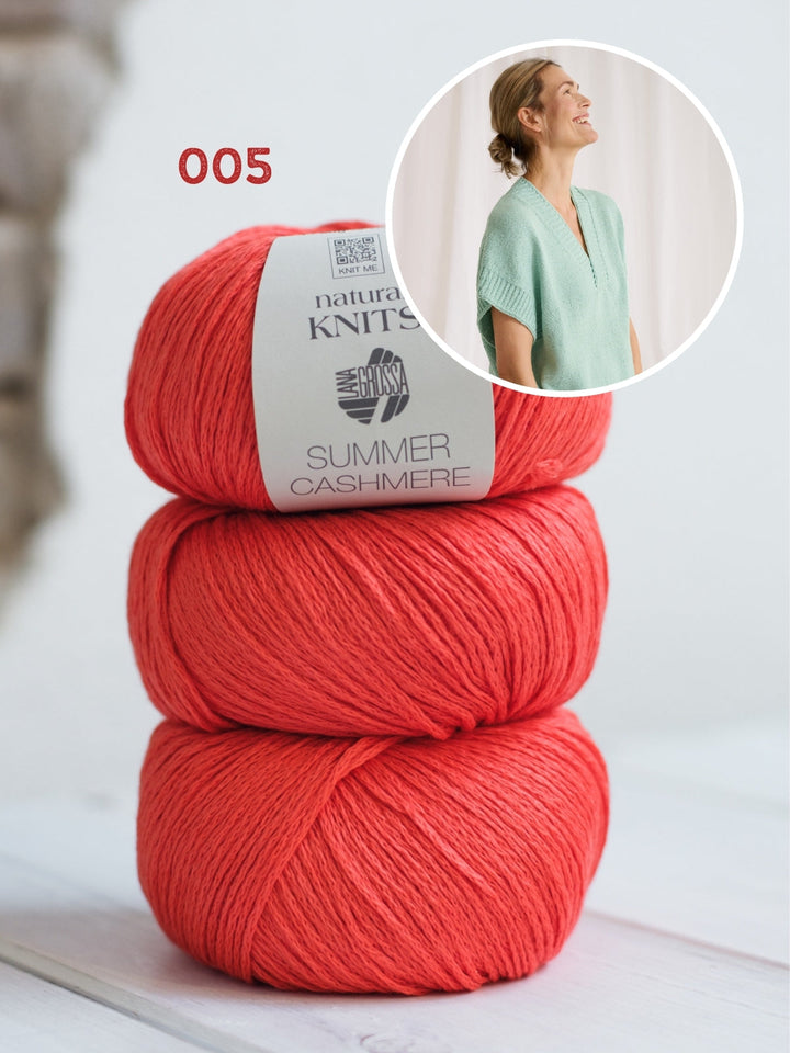 Strickpaket Summer Cashmere Top mit V-Ausschnitt