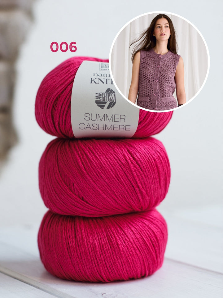 Strickpaket Summer Cashmere Gilet mit Ajourmuster