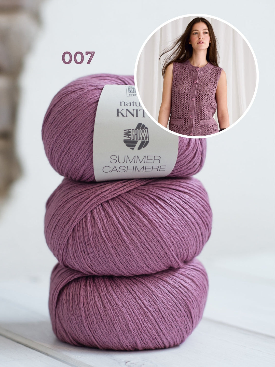 Strickpaket Summer Cashmere Gilet mit Ajourmuster