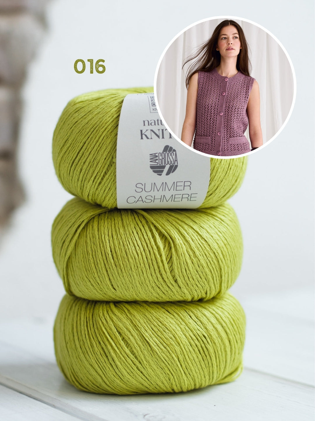 Strickpaket Summer Cashmere Gilet mit Ajourmuster