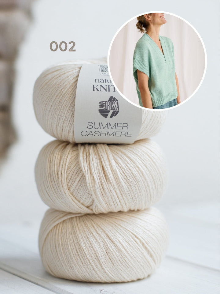 Strickpaket Summer Cashmere Top mit V-Ausschnitt