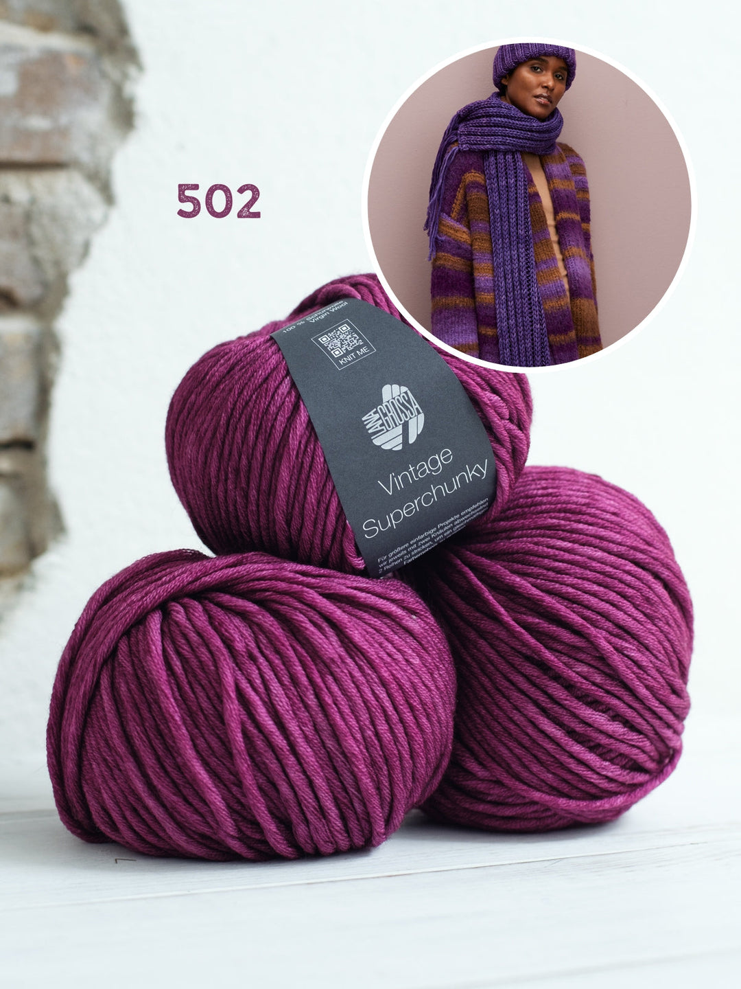 Strickpaket Vintage Superchunky Schal im Doppelten Patentmuster