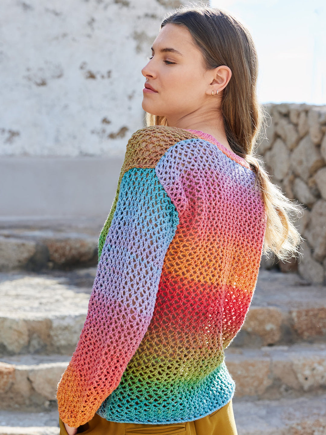 Strickpaket Cotonella Pullover mit Ajourmuster