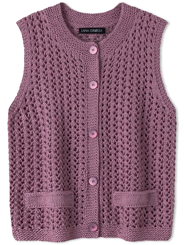 Strickpaket Summer Cashmere Gilet mit Ajourmuster