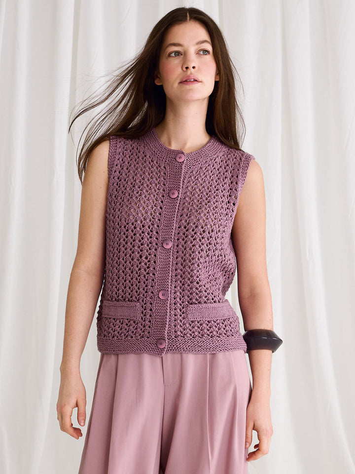 Strickpaket Summer Cashmere Gilet mit Ajourmuster