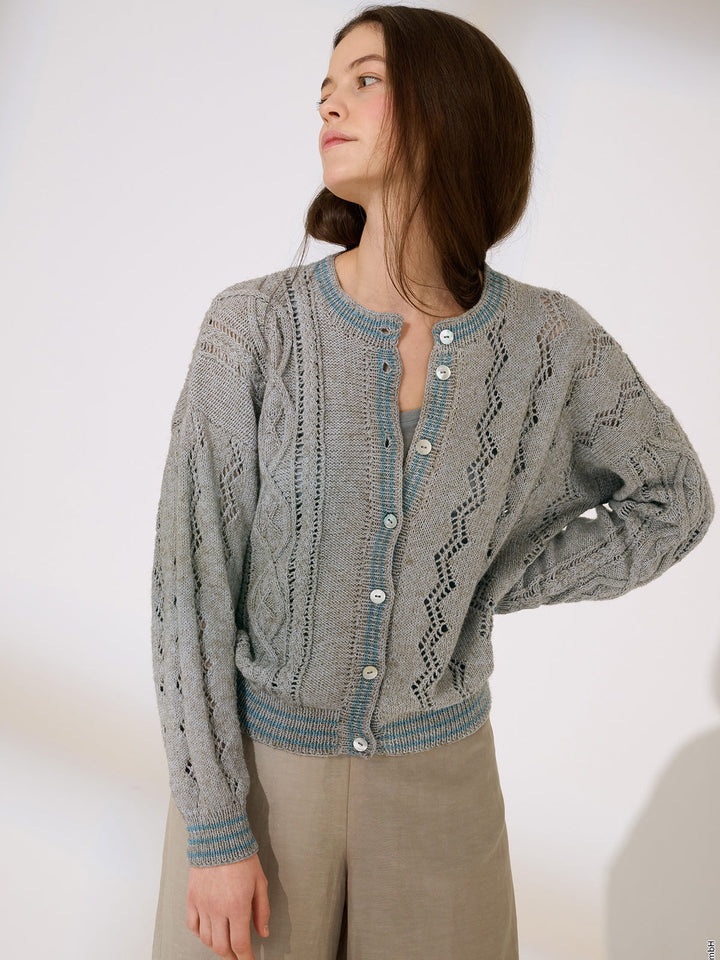 Strickpaket Diversa Jacke mit Kabel- und Ajourmustern