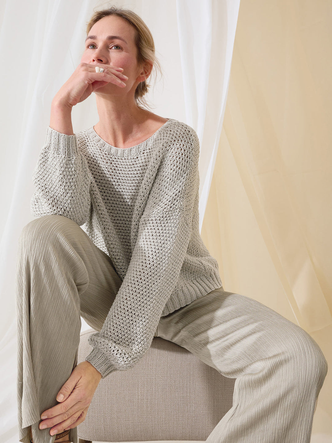 Strickpaket Cotton Silk Pullover mit Strukturmuster