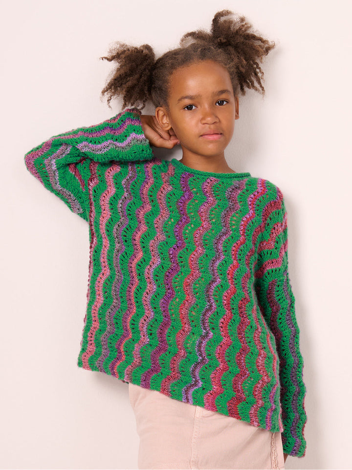 Strickpaket Ecopuno Colorissimo Wellenmuster-Pullover - kids