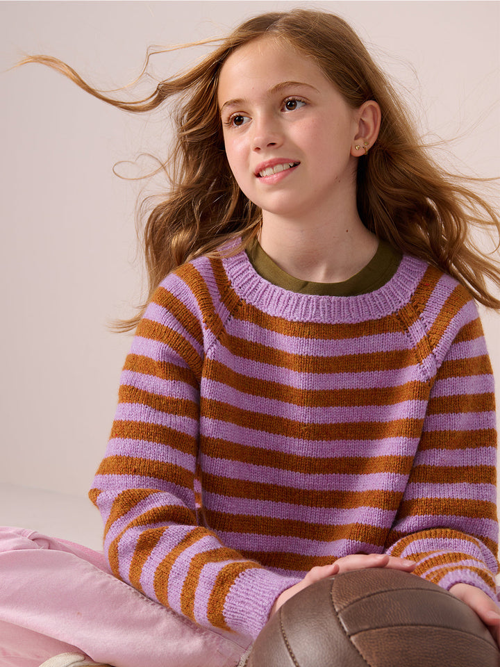 Strickpaket Cool Merino Topdown Raglan mit Streifen - kids