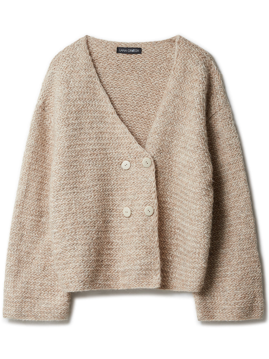 Strickpaket Natural Alpaca Pelo Jacke im Rattanmuster