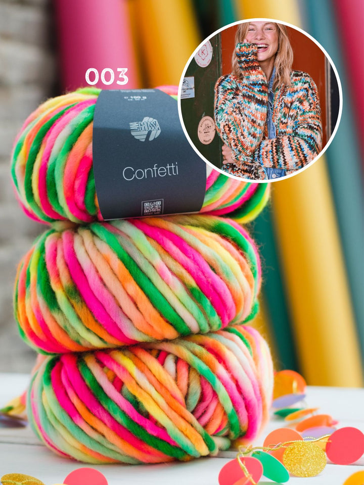 Strickpaket Confetti Cardigan - Jetzt auf dem Cover der neuen Brigitte