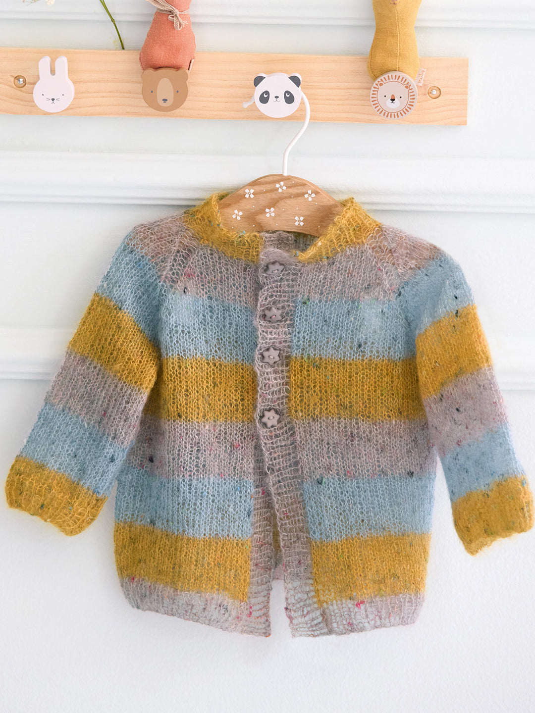 Strickpaket Natural Superkid Tweed Streifenjacke